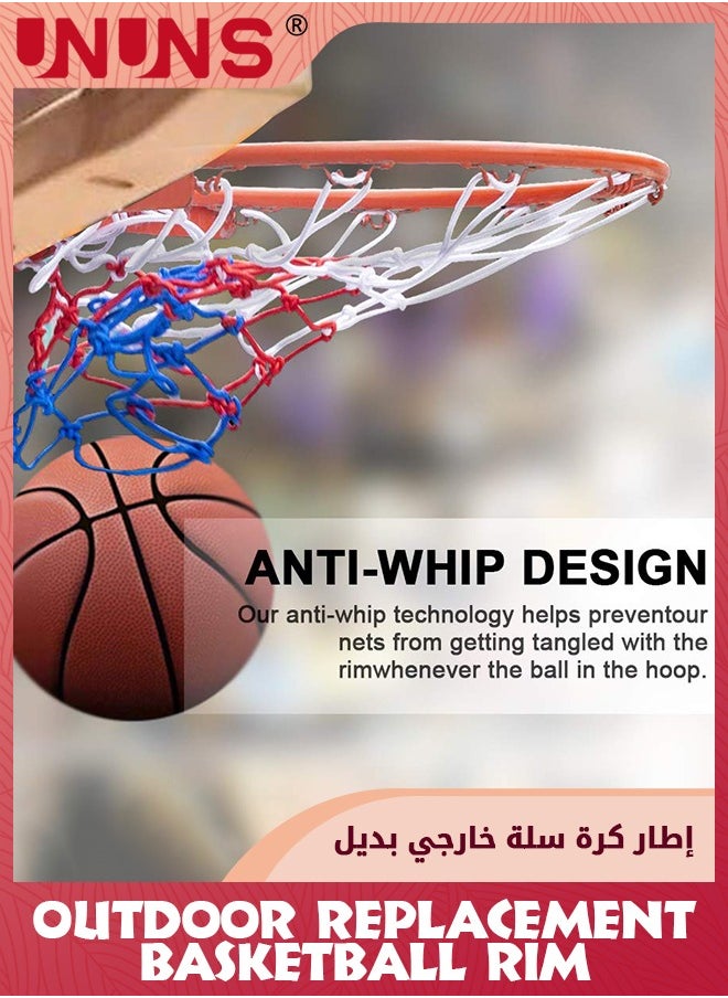 UNUNS Basketball Net,Heavy Duty Basketball Net Replacement,All Weather Anti Whip,Basketball Hoop Net,Indoor Outdoor Basketball Net Rim 45CM,Hoop Fit For Standard Size 7 Basketball,12 Loops  - Image 5