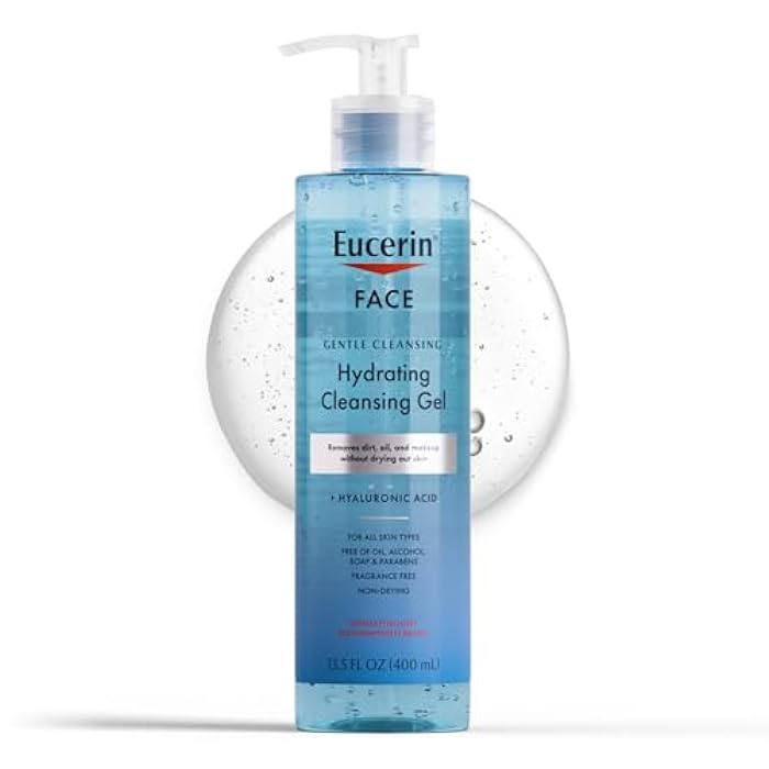 Eucerin Face Gentle Cleansing Hydrating Cleansing Gel, Daily Face Wash and Makeup Remover with Hyaluronic Acid, 13.5 Fl Oz Bottle - Image 1