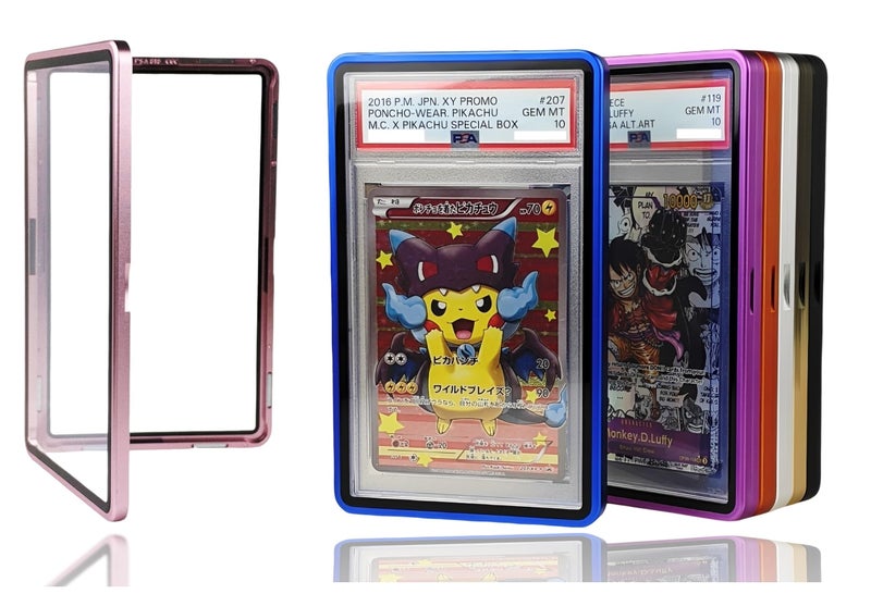 RedCap Magnetic Aluminum Graded PSA Slab Guard UV Resistant Glass 35PT Premium Protector Display Case For Standard PSA CGC Graded Sport Trading Cards - Pink Mirage - Image 1