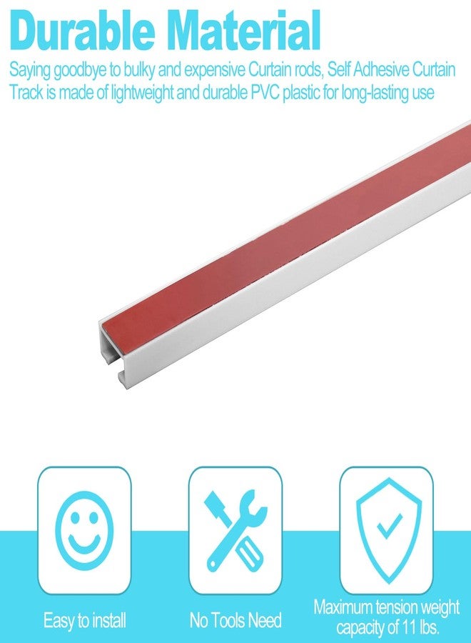 Wadoy 64Inch Adhesive Curtain Track,Self Adhesive Curtain Track No Drill,Smooth Ceiling Mount Wall Mount Curtain Track - Image 3