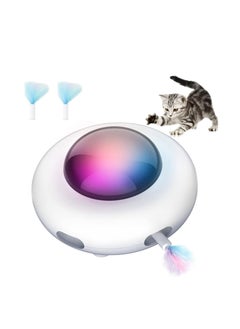 Furtey Cat Interactive Toy Kitten Automatic Feather Toy with Hair Collector, Smart Upgraded Moving Cats Toys 3 Adjustable Modes USB Rechargeable Cat Activated Toys  - Image 1