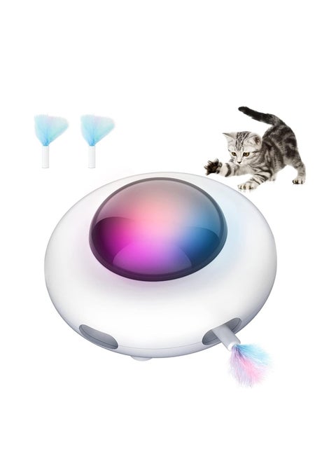 Cat Interactive Toy Kitten Automatic Feather Toy with Hair Collector, Smart Upgraded Moving Cats Toys 3 Adjustable Modes USB Rechargeable Cat Activated Toys