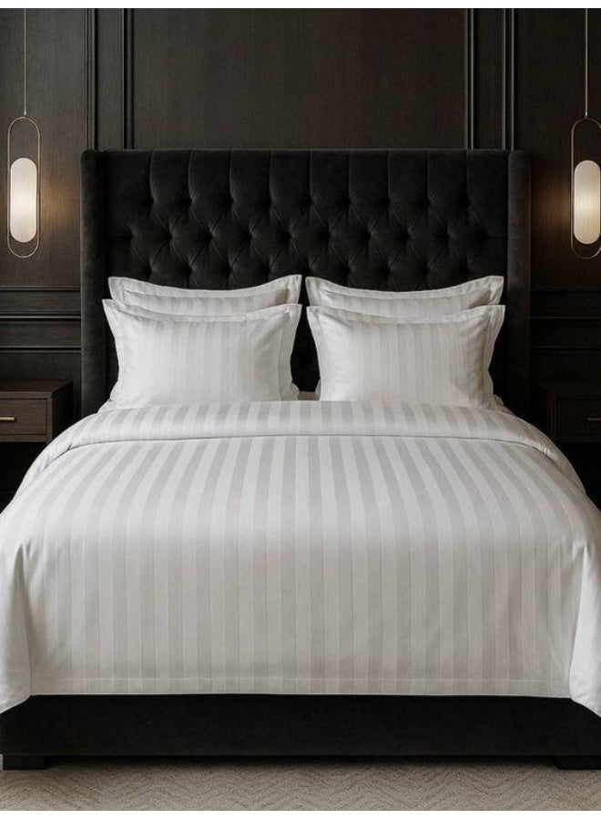 HAPPYMOON Luxury Hotel-Style King Bedding Set – 7-Piece Duvet Cover Set – Includes Microfiber Filled Duvet, Removable Duvet Cover, Fitted Sheet, 2 Pillowcases & 2 Pillow Shams – Soft Poly Cotton Striped Bedding Set – King Size 260 × 245 cm - Image 4