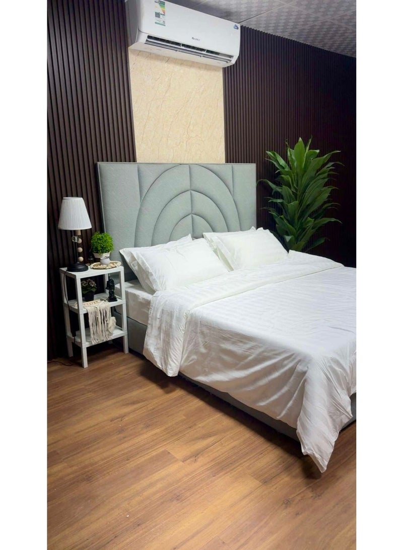 HAPPYMOON Luxury Hotel-Style King Bedding Set – 7-Piece Duvet Cover Set – Includes Microfiber Filled Duvet, Removable Duvet Cover, Fitted Sheet, 2 Pillowcases & 2 Pillow Shams – Soft Poly Cotton Striped Bedding Set – King Size 260 × 245 cm - Image 3