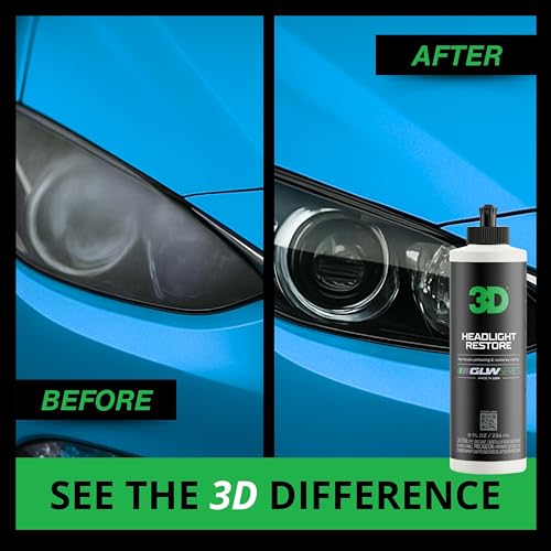 3D GLW Series Headlight Restore – 2-Step Kit Removes Oxidation, Scratches & Yellowing | UV Protection for Clear Headlights & Safer Driving | Made in USA - 8 oz - Image 2