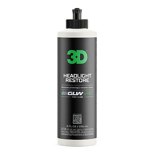 3D GLW Series Headlight Restore – 2-Step Kit Removes Oxidation, Scratches & Yellowing | UV Protection for Clear Headlights & Safer Driving | Made in USA - 8 oz - Image 1