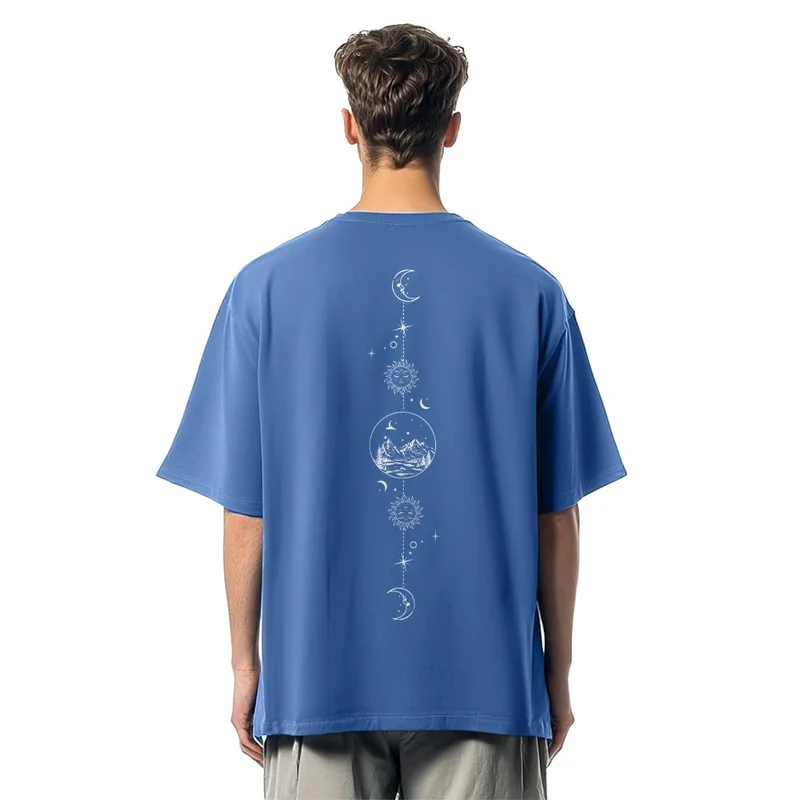 نوبيرو Men's Oversized Blue T-Shirt for Men