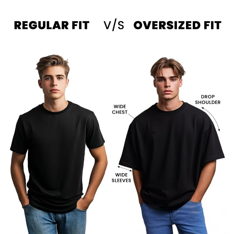 NOBERO Men's Oversized Blue T-Shirt for Men