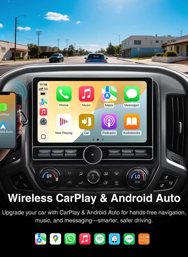 AINAVI Replacement Radio for Chevy Silverado GMC Sierra - Car Stereo Carplay Android Auto 2014-2018 QLED Touch Screen Radio BT Wireless Mirroring GPS Navigation 10" Head Unit (4G+64G) - Image 5