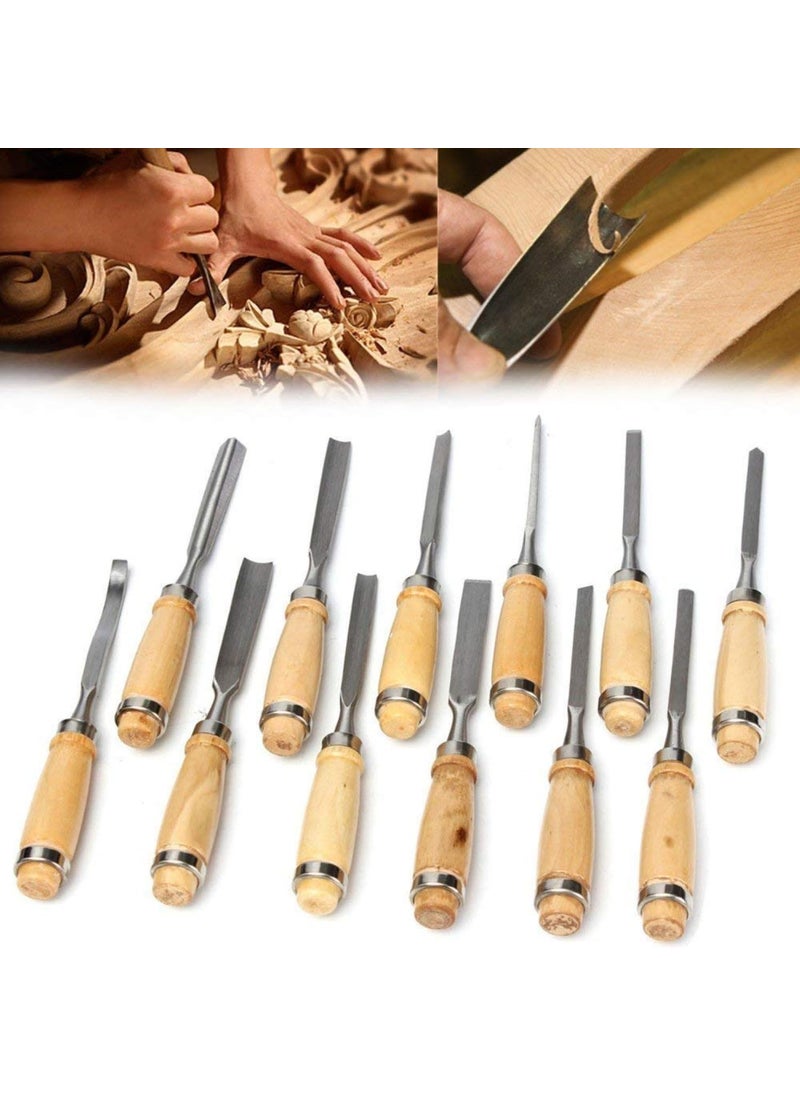 Generic Generic 12Pcs Woodworking Wood Carving Hand Chisel Professional Tool Set  - Image 4