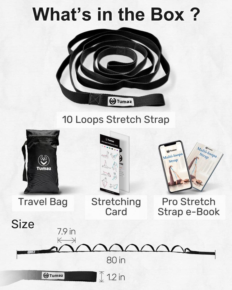 Tumaz Stretching Strap - 10 Loops & Non-Elastic Yoga Strap - Perfect Home Workout Stretch Strap for Physical Therapy, Yoga, Pilates, Flexibility - Image 4