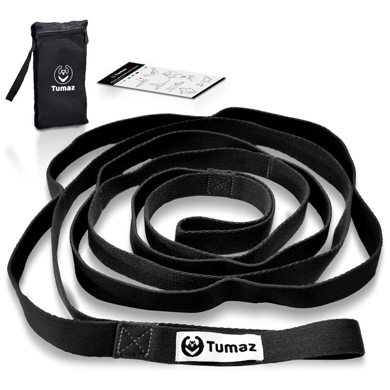 Tumaz Stretching Strap - 10 Loops & Non-Elastic Yoga Strap - Perfect Home Workout Stretch Strap for Physical Therapy, Yoga, Pilates, Flexibility - Image 1