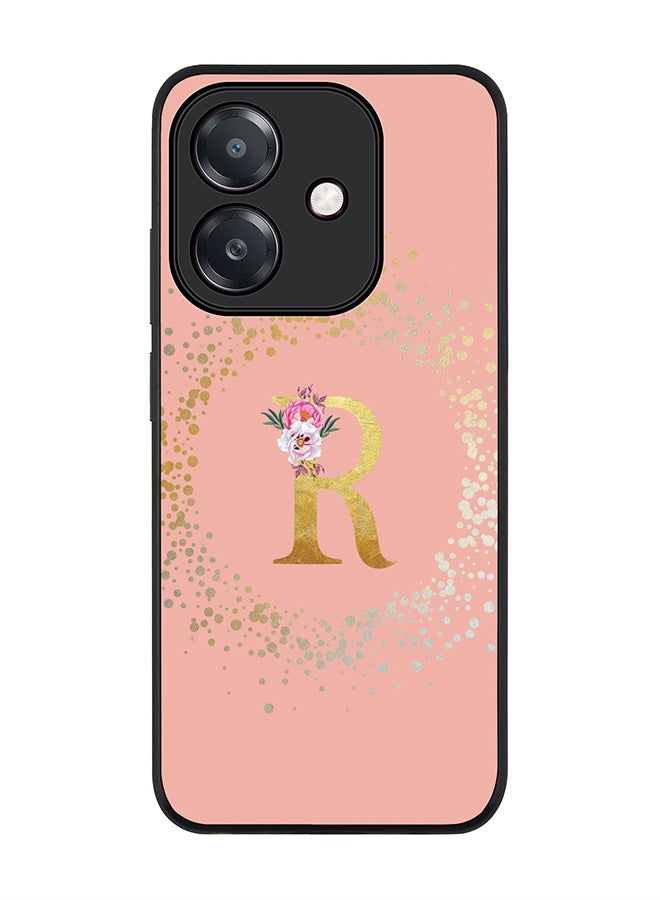Stylizedd For Oppo A5i Case,Slim fit Camera Protection, Shockproof Thin Phone cover  - Custom Monogram Floral - R  (Rose Pink )