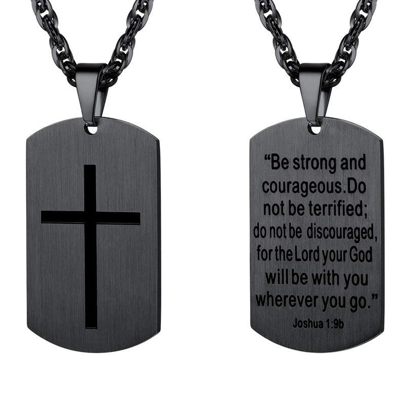 PROSTEEL Cross Jewelry Mens Womens Necklaces Pendants Military Dog Tag Dogtag Inspirational Necklace Gifts for Men Stainless Steel Chain - Image 1