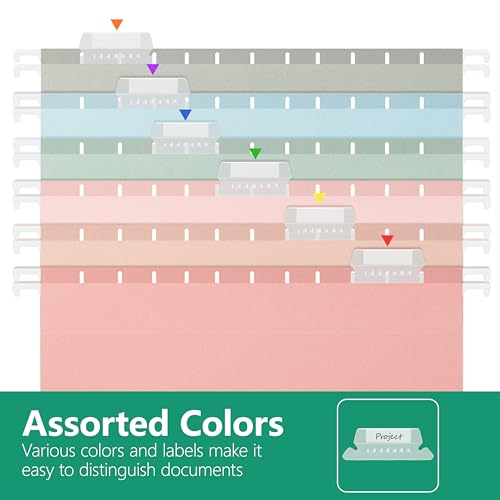 pmybupo Hanging File Folders Letter Size,Pastel Colors,6 Pack Hanging File Folders with 1/5-Cut Tabs,Heavy Duty 1 Inch Expansion,Stay Organized for Your Home and Office Bulk File,Documents and Paper - Image 4