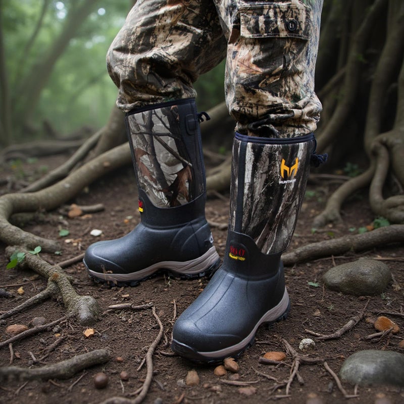 Hunthor Hunting Boots for Men with 800g Insulated Neoprene, Waterproof Rubber Winter Boots with Steel Shank & Slip-Resistant for Hunting and Cold Weather Size 10 Black - Image 3