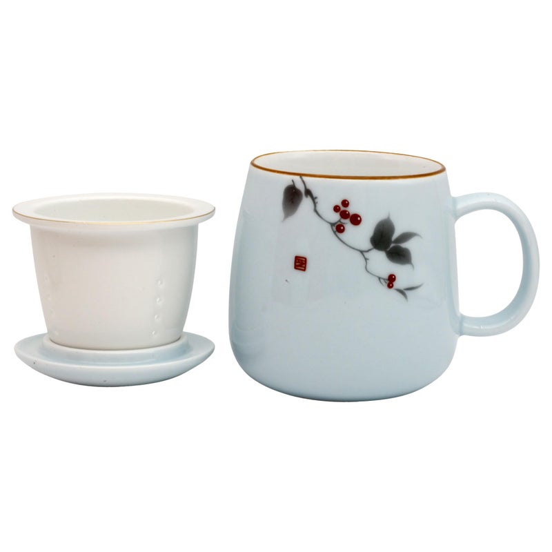 ZooBoo Ceramic Tea Mug with Ceramic Infuser and Lid â€“ 18oz Premium Porcelain Tea Cup with Gift Box for Loose Leaf Tea, Herbal Infusions,Flower Tea,Coffee (Light Blue) - Image 3