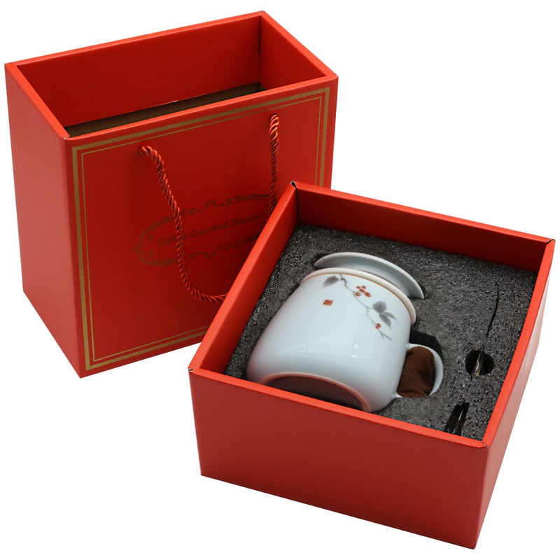 ZooBoo Ceramic Tea Mug with Ceramic Infuser and Lid â€“ 18oz Premium Porcelain Tea Cup with Gift Box for Loose Leaf Tea, Herbal Infusions,Flower Tea,Coffee (Light Blue) - Image 2