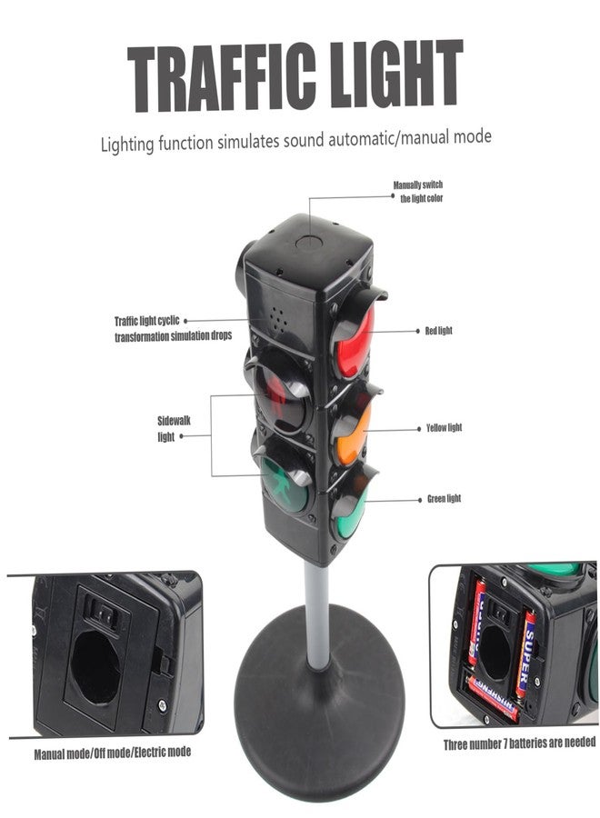 Jorzer Traffic Light Toy, Stop Light Manual/Auto Modes Traffic Lamp with ＆ Sound Height Adjustable Realistic Lights Educational Toys Birthday 27 Inch. - Image 4