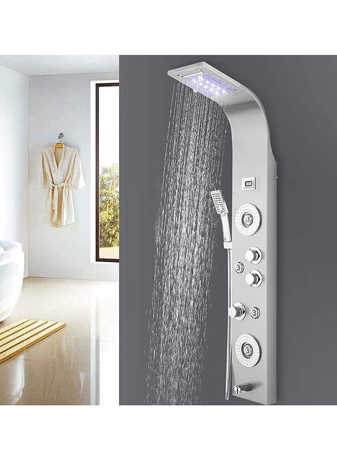 Generic - Gold Stainless Steel Shower Panel, Thermostat Wall Mounted Shower Panel, Overhead Shower System With Mounted And Handheld Shower Heads, Rainfall System And Massage System - Image 1