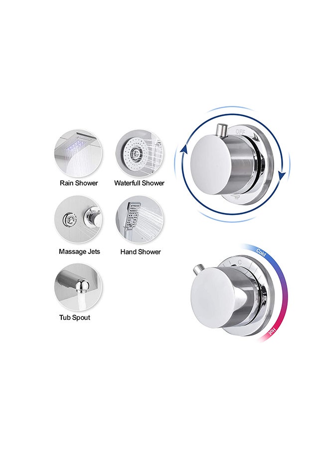 Generic - Gold Stainless Steel Shower Panel, Thermostat Wall Mounted Shower Panel, Overhead Shower System With Mounted And Handheld Shower Heads, Rainfall System And Massage System - Image 1