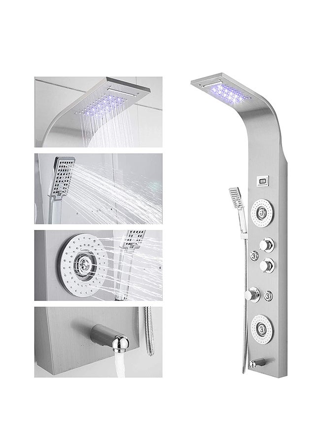 Generic - Gold Stainless Steel Shower Panel, Thermostat Wall Mounted Shower Panel, Overhead Shower System With Mounted And Handheld Shower Heads, Rainfall System And Massage System - Image 1