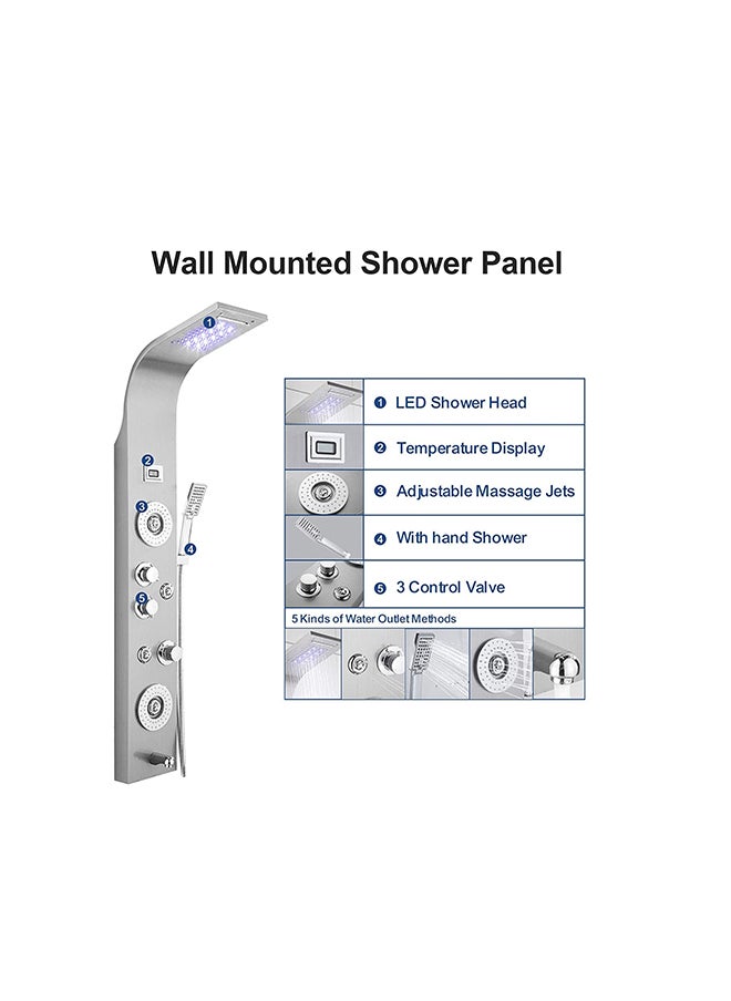 Generic - Gold Stainless Steel Shower Panel, Thermostat Wall Mounted Shower Panel, Overhead Shower System With Mounted And Handheld Shower Heads, Rainfall System And Massage System - Image 1