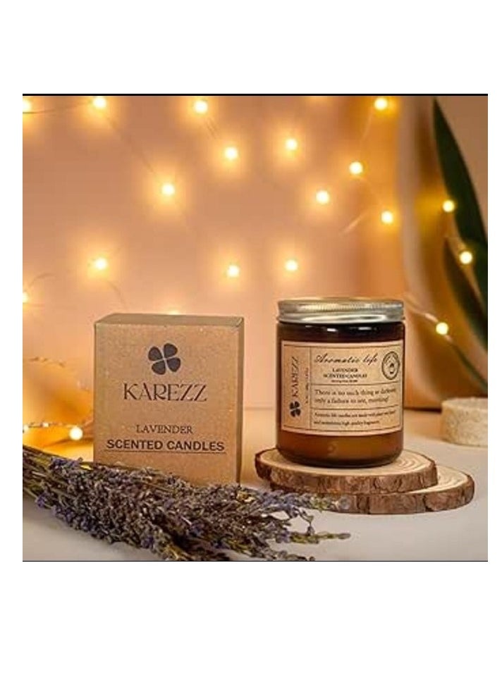 KAREZZ KAREZZ Lavender Scented Candles 100g.Plant Wax Based,Eco Friendly Aromatherapy Candle, Clean-Burning Cotton Wick, Calming Fragrance for Stress Relief.Ideal for Home Decor & Relaxation 