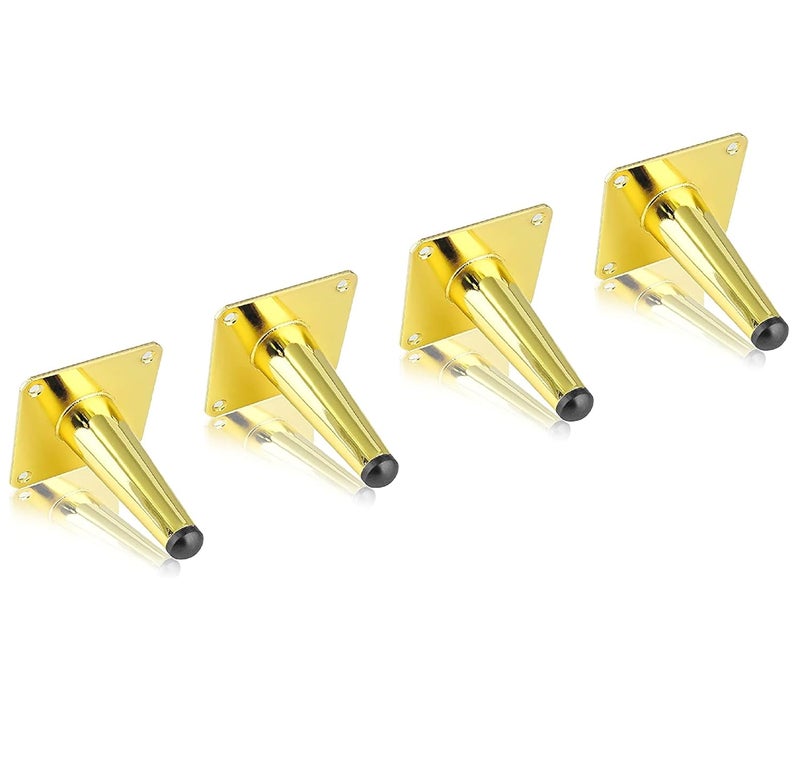 QZibeva Cone Shape Tapered 41 Legs Pack of 4 Pcs Gold Sofa Furniture Legs Stand with Mounting Hardware - Image 2