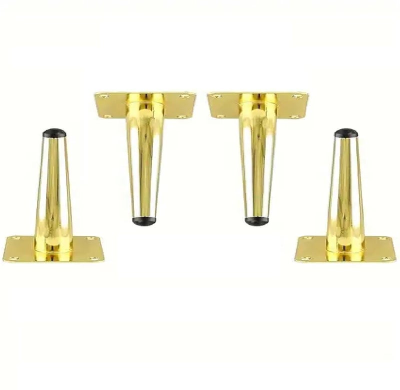 QZibeva Cone Shape Tapered 41 Legs Pack of 4 Pcs Gold Sofa Furniture Legs Stand with Mounting Hardware - Image 1