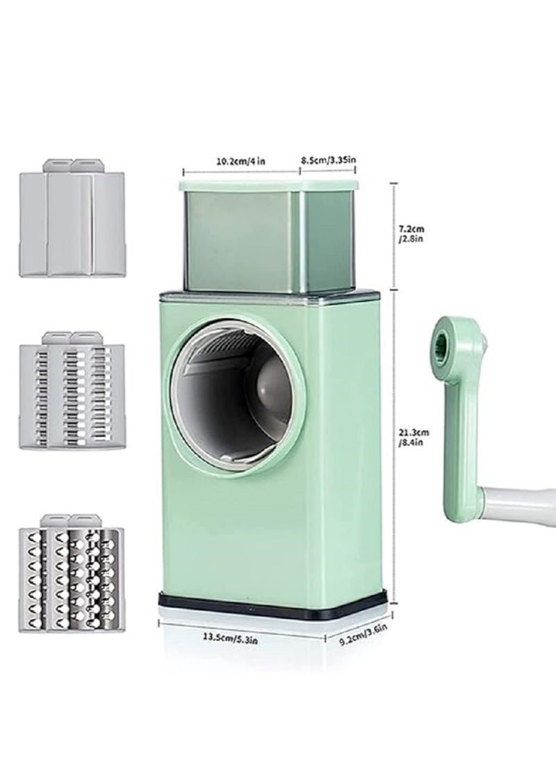 Cheese Grater, 3 in 1 Manual Vegetable Slicer, Kitchen Appliances Tools, Potato Chopper Rotary, Grater Veggie Chopper, Peeler Maker Machine Multifunctional Roller Grater Stainless Steel