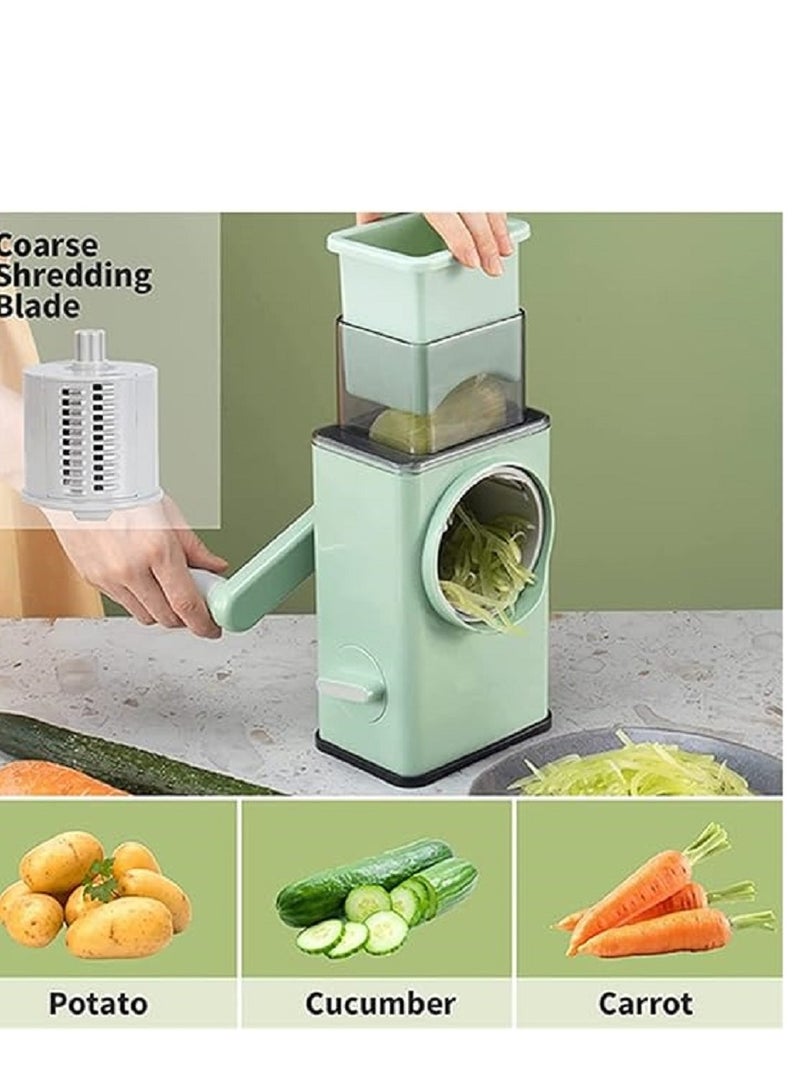 Cheese Grater, 3 in 1 Manual Vegetable Slicer, Kitchen Appliances Tools, Potato Chopper Rotary, Grater Veggie Chopper, Peeler Maker Machine Multifunctional Roller Grater Stainless Steel