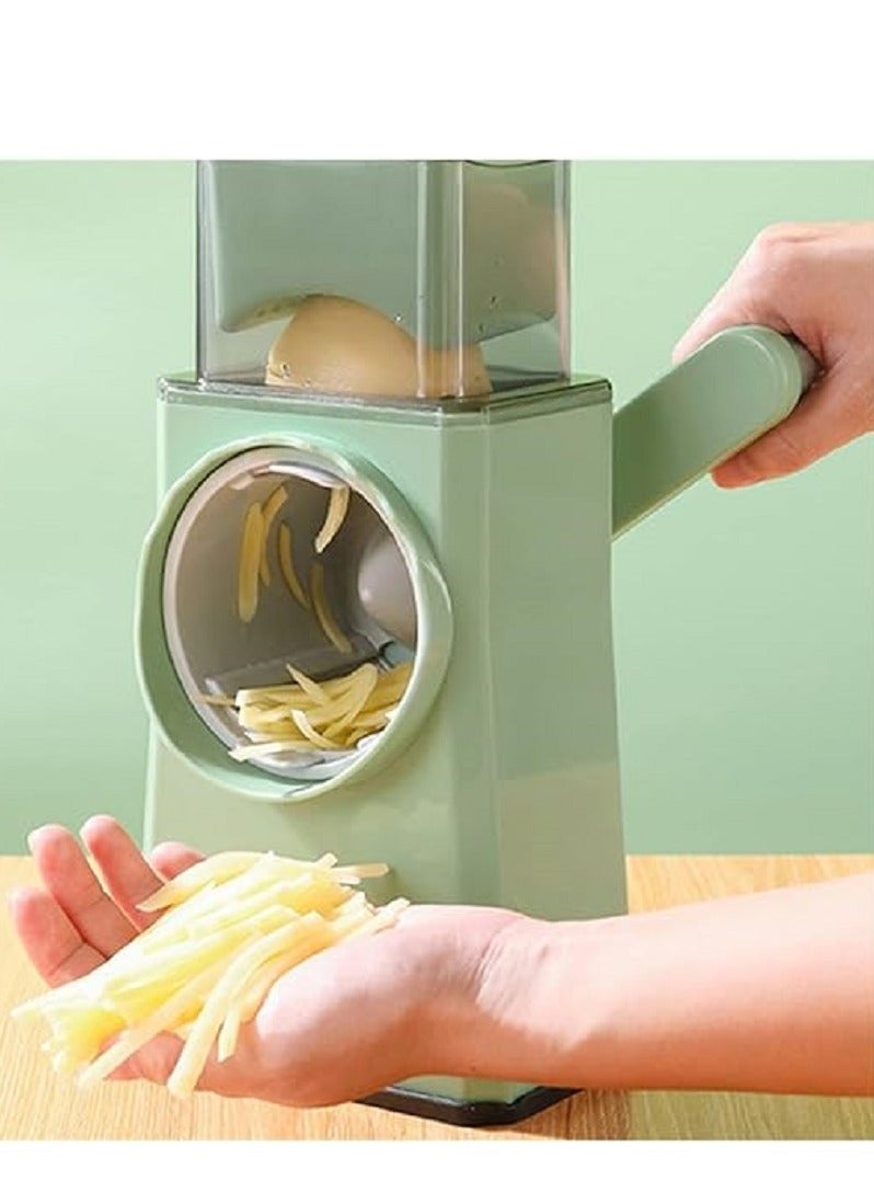 Cheese Grater, 3 in 1 Manual Vegetable Slicer, Kitchen Appliances Tools, Potato Chopper Rotary, Grater Veggie Chopper, Peeler Maker Machine Multifunctional Roller Grater Stainless Steel