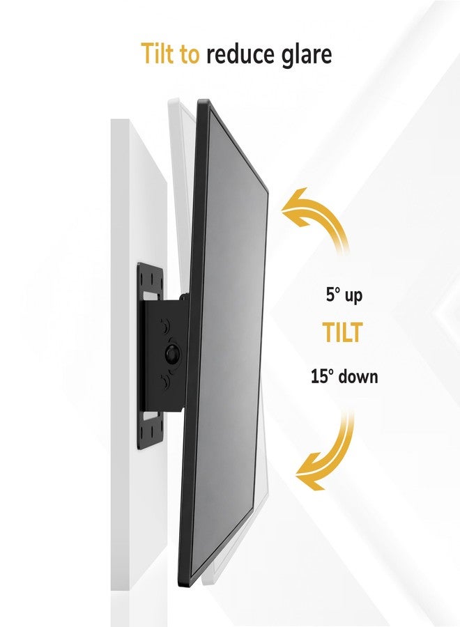 Mount-It! Tilt TV Wall Mount, Low Profile 1.8", Fits 24–43" TVs & Monitors up to 33 lbs, VESA 75x75–200x200, +5°/−15° Tilt, Single Stud, Tilting TV Wall Mount for Bedroom, Kitchen & Office - Image 4