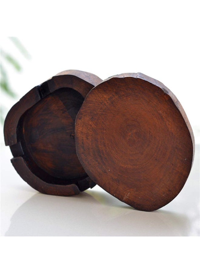 علبة الرماد الخشبية السجائر, صناعة يدوية الخمر الأصلي الخشبية القديمة علبة الرماد السجائر مع غطاء Winproof, علبة الرماد للبار المنزلي الداخلي, كبيرة - Image 5