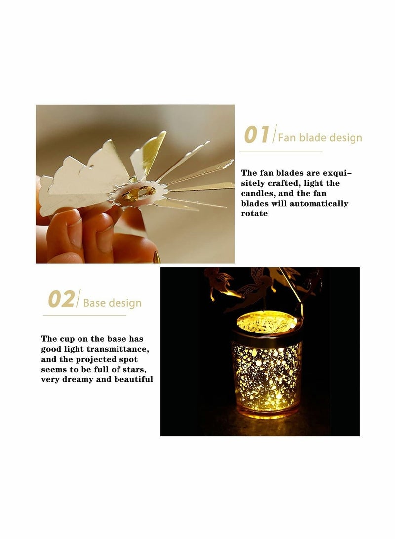 Captaintech Glass Candle Holder, Crystal Glass Metal Candle Holders Decoration, Golden Vintage Rotary Candle Stick Holders, Candle Holder Tray for Scented Candle, Wedding Party Table Top Candlelight Decor - Image 4