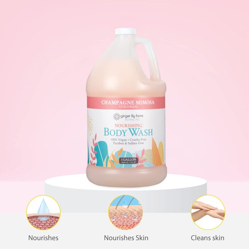 Ginger Lily Farms Botanicals Nourishing Body Wash, Champagne Mimosa, 100% Vegan & Cruelty-Free, Citrus Blend Scent, 1 Gallon (128 fl oz) Refill - Image 5