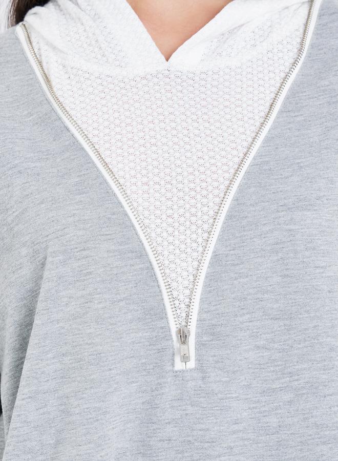 Take Two Grey Color Block Zip-Up Hoodie - Image 3