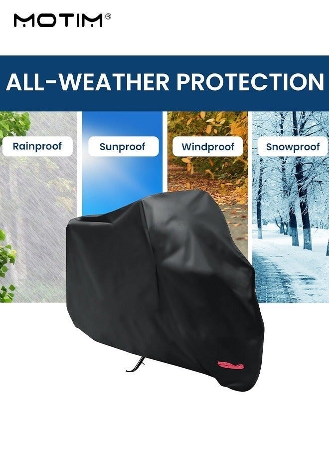 Motim Motorcycle Cover, Oxford Motorbike Cover Bike Cover (Size L), UV Protection Waterproof Dustproof Outdoor Rain Motorbike Protector Full Protection - Image 2