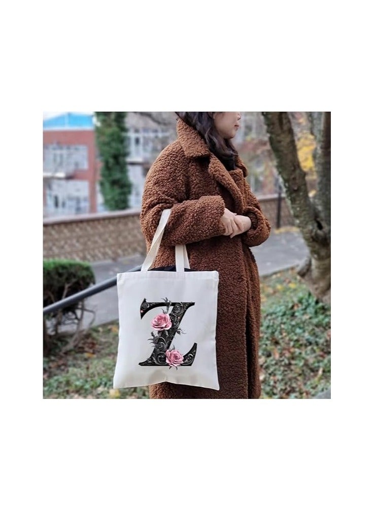 PRINTSHOP4ME Alphabet in Printed Cotton Tote Bag - Initial Monogram Design Cotton Tote - Perfect for School - Travel - Birthday Gift - Image 4