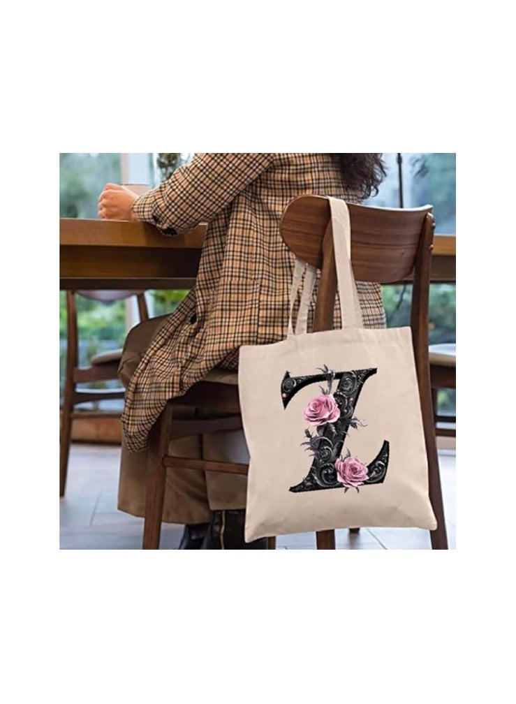 PRINTSHOP4ME Alphabet in Printed Cotton Tote Bag - Initial Monogram Design Cotton Tote - Perfect for School - Travel - Birthday Gift - Image 5