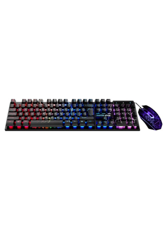 North Plus Phantom MK300 RGB Gaming Keyboard & Mouse Combo – 104-107 Keys, 1600 DPI, 4 Programmable Mouse Buttons, USB Wired, Customizable RGB Lighting, Portuguese Designed for Ultimate Gaming Precision - Image 1