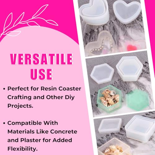 Oytra Resin Art Mould 4 Pcs Gift Box Set Silicone Mold for DIY Earrings Keychain Chocolate Jewelry Casting Crafting Materials Set for Beginners and Artists - Image 4