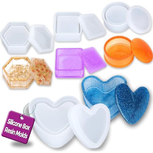 Oytra Resin Art Mould 4 Pcs Gift Box Set Silicone Mold for DIY Earrings Keychain Chocolate Jewelry Casting Crafting Materials Set for Beginners and Artists - Image 1