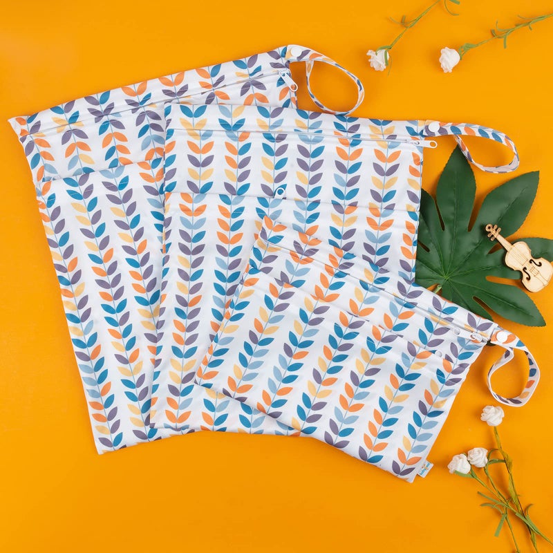 babygoal Wet Dry Bags for Baby Cloth Diapers, Washable Travel Bags, Beach, Pool, Gym Bag for Swimsuits & Wet Clothes with Two Zippered Pockets 3 Pack(S,M,L), 3SML03 - Image 3