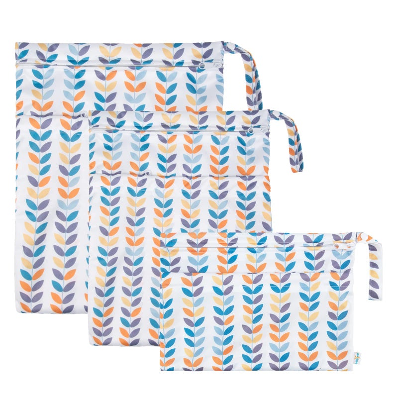 babygoal Wet Dry Bags for Baby Cloth Diapers, Washable Travel Bags, Beach, Pool, Gym Bag for Swimsuits & Wet Clothes with Two Zippered Pockets 3 Pack(S,M,L), 3SML03 - Image 2