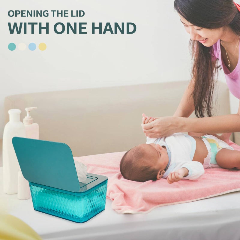 Whiidoom Wipes Dispenser, One-Handed Operation Wipe Holder for Baby & Adult, Seal-Designed Wipes Container for Bathroom Keep Diaper Wipes Fresh (Green) - Image 4