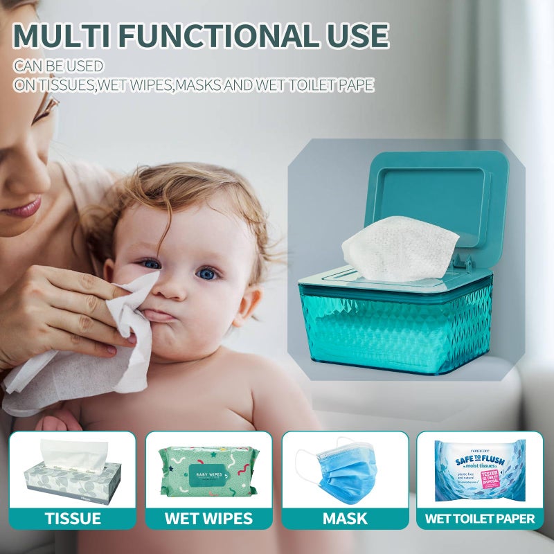 Whiidoom Wipes Dispenser, One-Handed Operation Wipe Holder for Baby & Adult, Seal-Designed Wipes Container for Bathroom Keep Diaper Wipes Fresh (Green) - Image 5