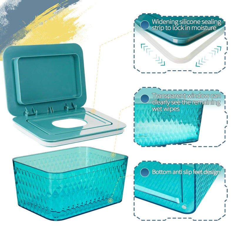 Whiidoom Wipes Dispenser, One-Handed Operation Wipe Holder for Baby & Adult, Seal-Designed Wipes Container for Bathroom Keep Diaper Wipes Fresh (Green) - Image 3