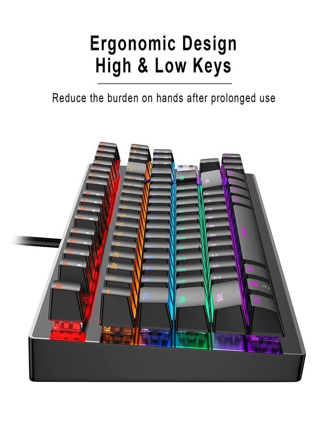Annivia Anivia True Mechanical Gaming Keyboard With Blue Switches, 87 Keys Waterproof for PC Laptop PS4 PS5 Xbox, Rainbow Red Backlit, Classic Wired USB - Image 2